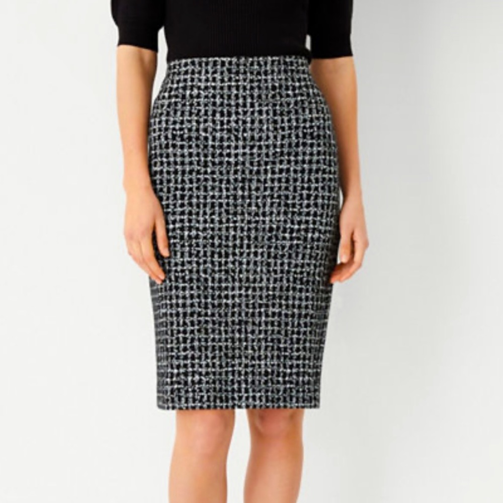 Ann Taylor Plaid Zip Up Pencil Skirt
